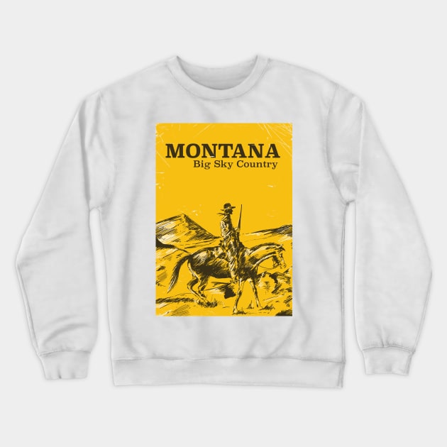 Montana Cowboy Vintage travel poster Crewneck Sweatshirt by nickemporium1